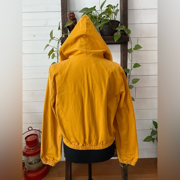 Forever 21: Mustard Orange and White Bomber Cropped Jacket - Picture 9 of 17